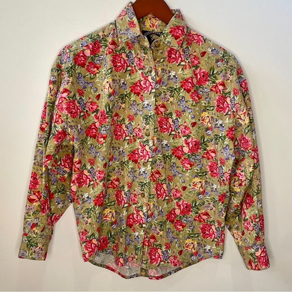 Vintage Tops - Vintage Bushwacker Brand Floral Button Down Shirt - Women’s Small